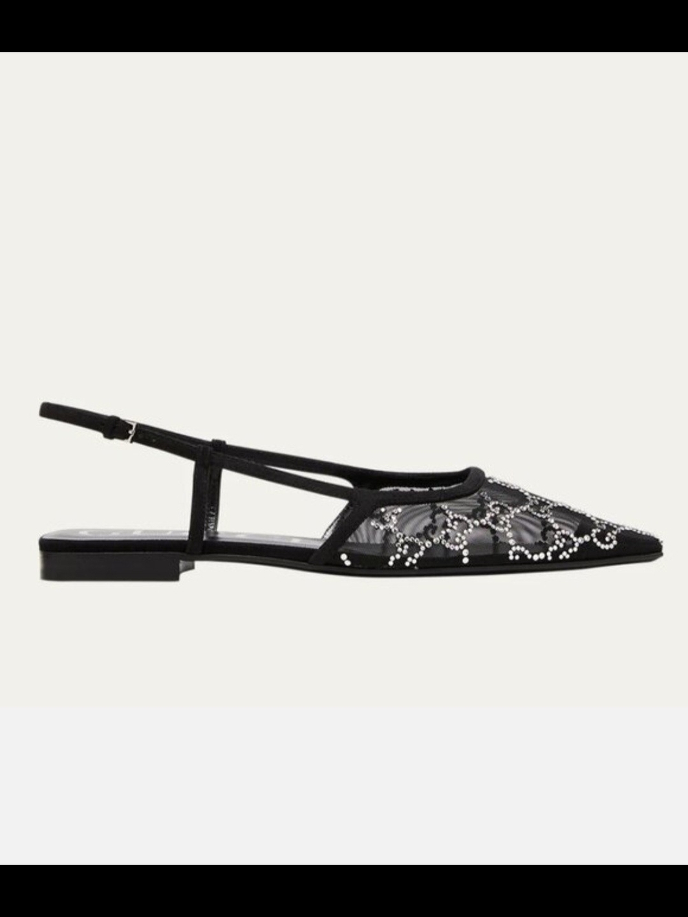 Gucci Crystal Monogram Mesh Slingback Flat Shoes